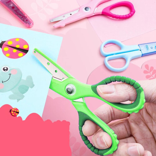 Kids' Round-Head Scissors Green Metal 1 Pair 1