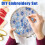 Independence Day Embroidery Kit Floral Stamped Pattern with 4
