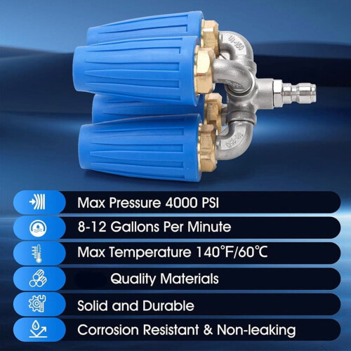 Πλυστικό μηχάνημα πίεσης με ακροφύσιο Turbo 4 σε 1, περιστρεφόμενο ακροφύσιο Turbo 360 2