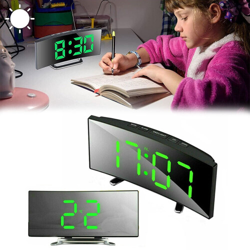 LED Digital Alarm Clock Temperature Bedside Desk Large Mirror Display Modern Hot 1
