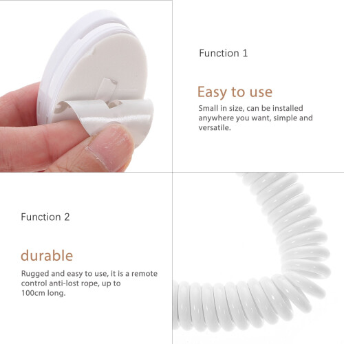 White Remote Control Security Cable Retractable Holder for TV and Devices 1