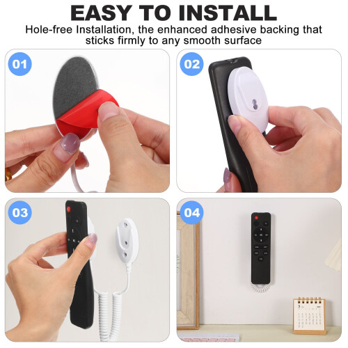 White Remote Control Security Cable Retractable Holder for TV and Devices 2