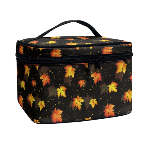 Maple Fall Polyester Double-Layer Travel Makeup Bag 8.86 x 1