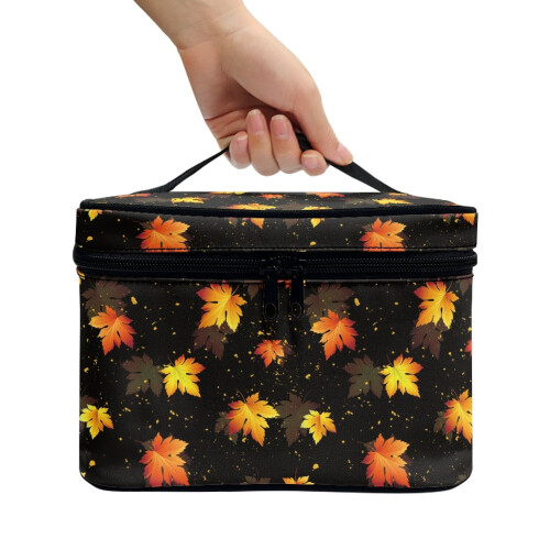Maple Fall Polyester Double-Layer Travel Makeup Bag 8.86 x 2