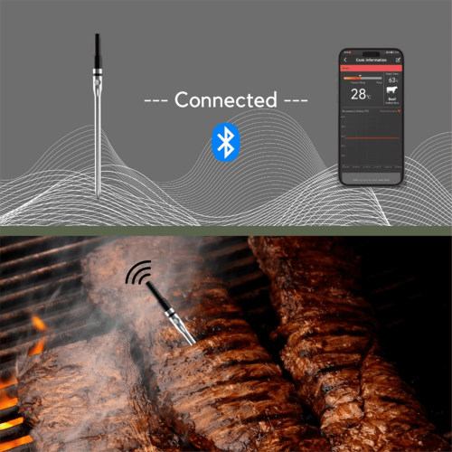 Trådlös matkötttermometer Smart digital Bluetooth BBQ-termometer för kök, matlagning, ugn, grill med 2