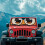Orange foldable windshield sun shade for Jeep Wrangler JK 3