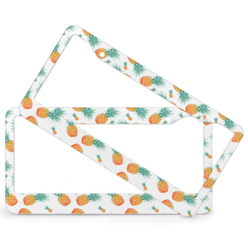 2 Pack Pineapple License Plate Frames, Aluminum, Compatible with US Vehicles 1