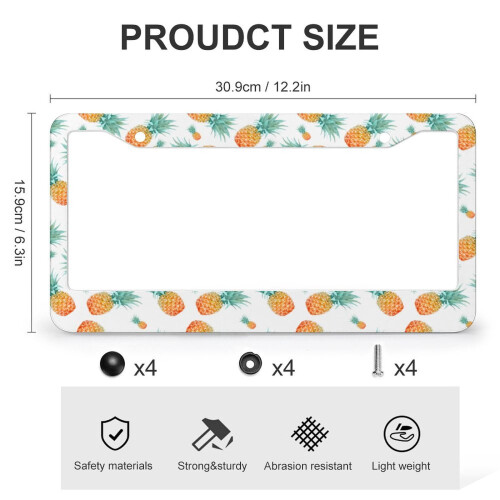 Pineapple License Plate Frames Aluminum 2 Pack 2