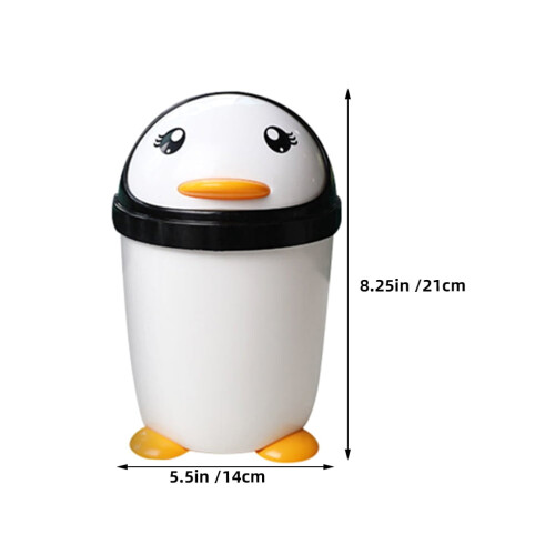 Penguin soptunna med svängbart lock, 20 x 14 cm, vit 1