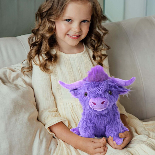 Λούτρινο ζωάκι Purple Highland Cattle: Ρεαλιστική και μαλακή λούτρινη κούκλα αγελάδα, 1