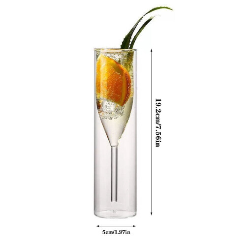 Champagne Flute Transparent Glass Double Layer 2 Pcs 3.72 Oz 1