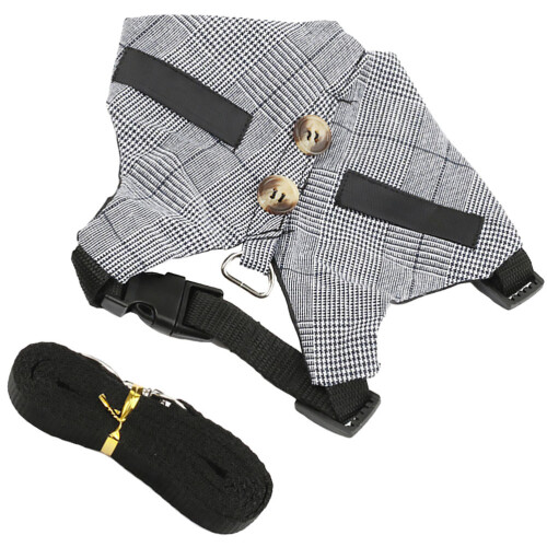 2Sets Small Pet Chest Strap and Leash Grey Cotton Polyester Comfort 1