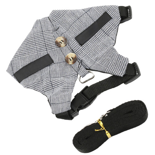 2Sets Small Pet Chest Strap and Leash Grey Cotton Polyester Comfort 2