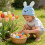 Σκούφος ντους Easter Bunny για στέγνωμα μαλλιών, παχύρρευστο, απορροφητικό μπλε 6