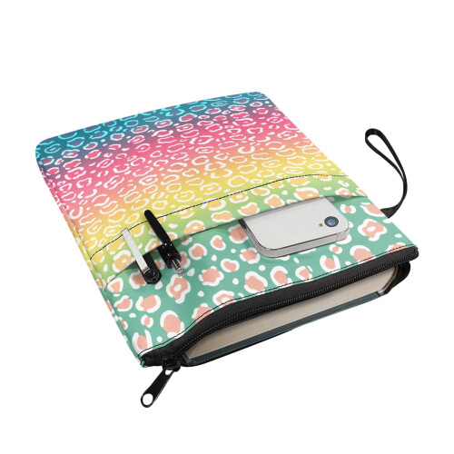 Polyester Zipper Book Cover with Gradient Leopard Print 2