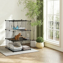 PawHut Indoor Cat Cage with DIY Customizable Design 105 cm Black