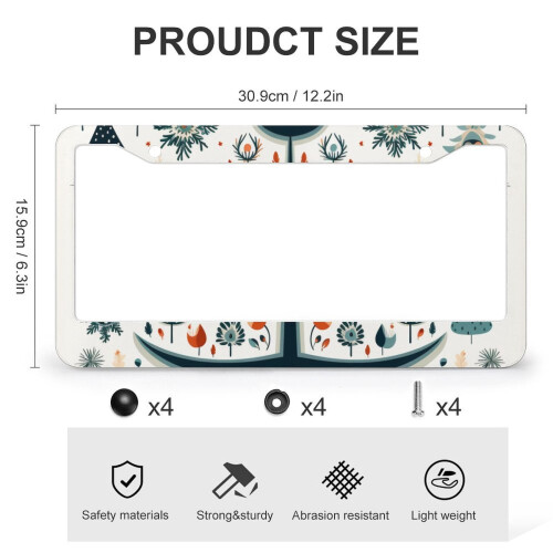 Vintage Christmas Tree License Plate Frame Aluminum 2 Pack 2