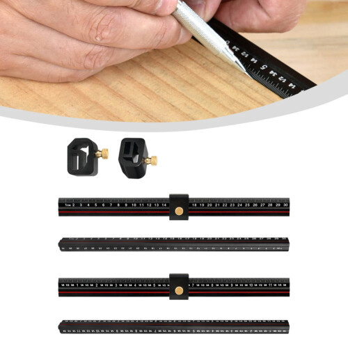 L-Type Adjustable Limit Marking Ruler for Length/Depth Measurement, Compatible with British Standards 2
