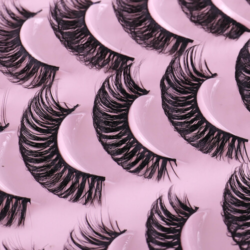 Φυσικές ψεύτικες βλεφαρίδες Cat Eye Wispy 13/14/15mm, 3D βλεφαρίδες όγκου, μαλακή ταινία, 2