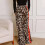 Women's Leopard Print Red Drawstring Wide Leg Pants Brown 5