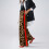 Women's Leopard Print Red Drawstring Wide Leg Pants Brown 6