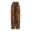 Women's Leopard Print Red Drawstring Wide Leg Pants Brown 8