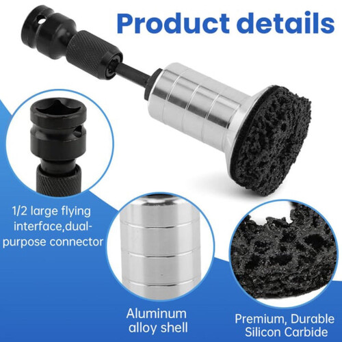 Silver Wheel Hub Rust Removal Kit with 5 Grinding Discs and 2
