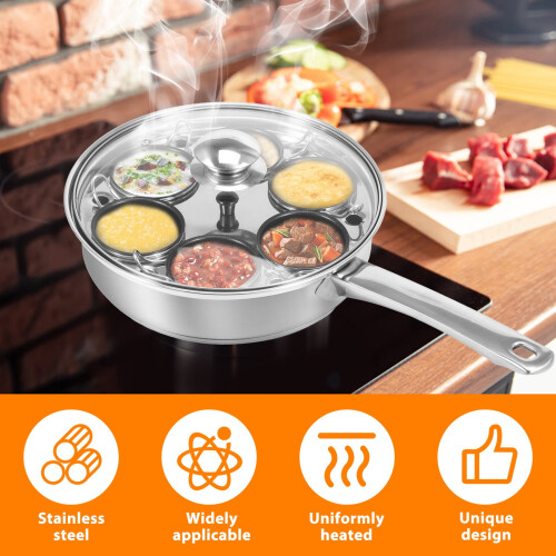 Stainless Steel Egg Poacher Pan with 6 Cups 2