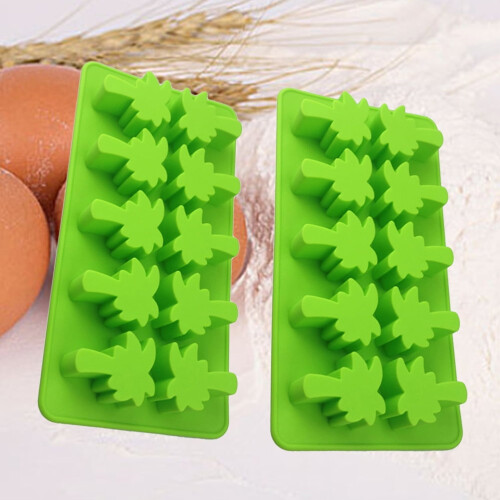 2 Pieces Cookie Cutters Ice Cube Tray Chocolate Cubes Cactus Green 1