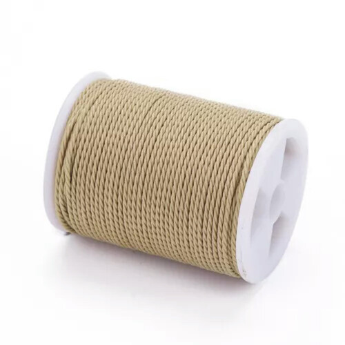 11m/roll Round Waxed Polyester Twisted Cord Craft Braided Bracelets String 1mm-Tan 1