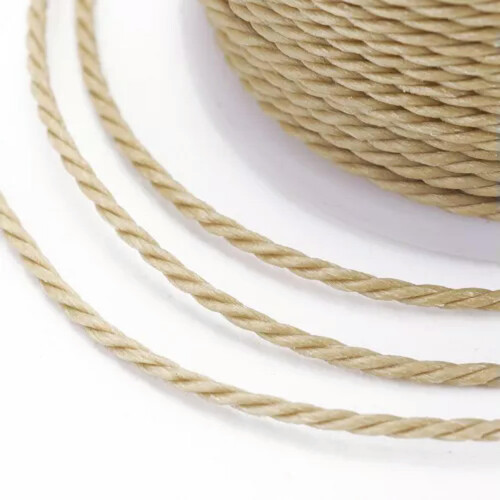 11m/roll Round Waxed Polyester Twisted Cord Craft Braided Bracelets String 1mm-Tan 2