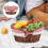 Portable Picnic Basket Wicker Brown Red Checkered 1 Pc 6