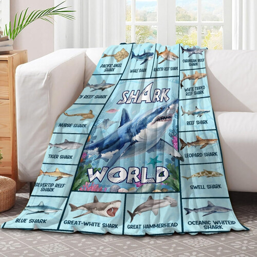 Κουβέρτα Shark Throw30"x40", εξαιρετικά μαλακή φανέλα για νήπια, βρέφη, κατοικίδια – Δώρο 1