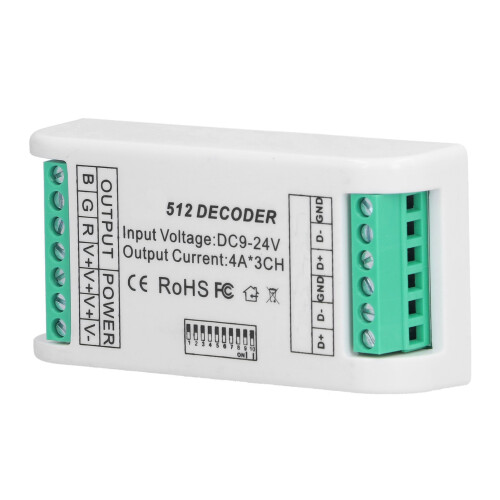 RGB LED Controller, Multi-Channel Output DMX Decoder For Stage Lights, IP44Protection Level Ensures Robust Performance (3CH) 1