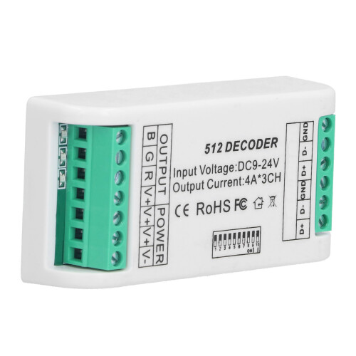 RGB LED Controller, Multi-Channel Output DMX Decoder For Stage Lights, IP44Protection Level Ensures Robust Performance (3CH) 2
