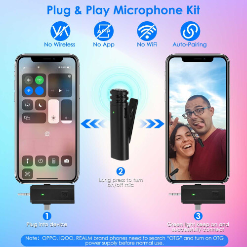 2-Pack Wireless Clip-On Mic with Charging Case, Compatible with Type-C iOS/PC, 6H Battery, 65.6FT Range 1
