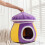 Mushroom Cat Bed Plush Cave with Removable Cushion 3