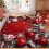 Christmas Snowflake Area Mat Red Gold White 1 Piece 2