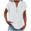 Women's Polyester V-Neck Button-Up Blouse White 2XL 2