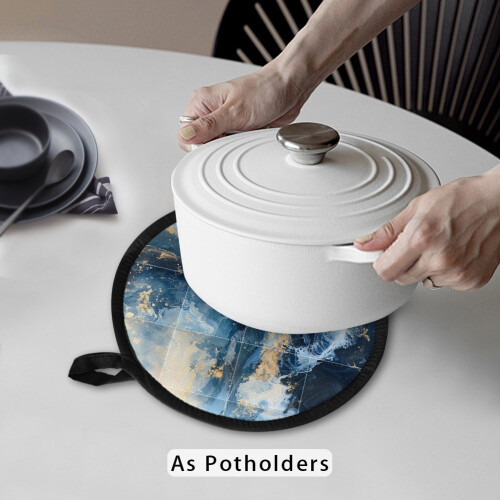 Marble Print Pot Holders 2-Pack Heat Resistant Microwave 2