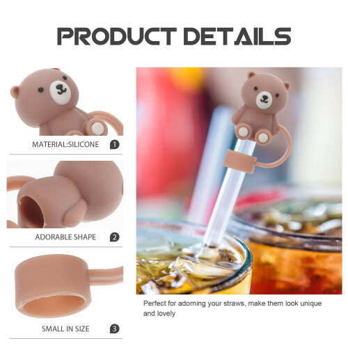 3Pcs Silicone Straw Tips Covers Assorted Colors Reusable Splash Proof Caps 1