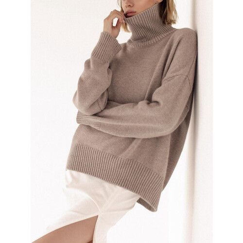 Women's Turtleneck Sweater Chunky Knit Pullover 1