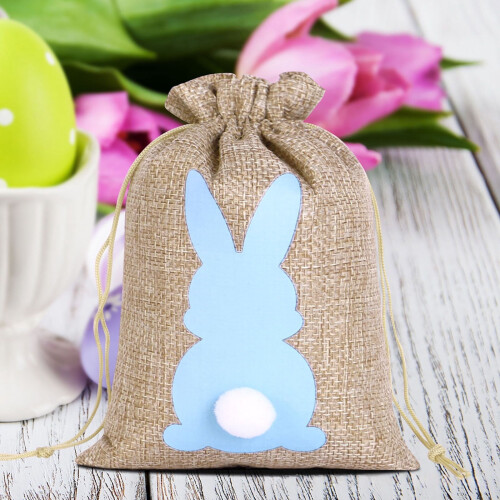 Rabbit-shaped reusable drawstring snack bag Easter gift 1
