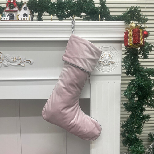 Lyserød julesok med sølvkant 40x20 cm 2