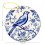 Ceramic Christmas Ornament Blue White Bird Flower Design 3 4