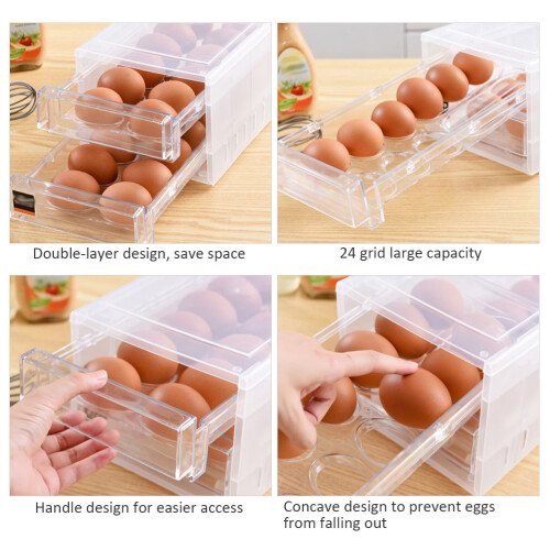 Egg Sanctuary, Clear Stackable Egg Tray, Refrigerator Egg Storage Container, Durable Egg Organizer, BPA Free Egg Holder, Drawer Type Egg Container 2
