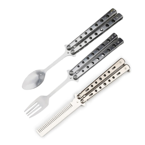 Foldable Butterfly Fork Spoon For Camping Utensil Set for Outdoor Adventures 1