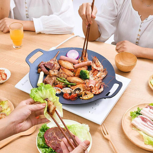 Αντικολλητικό στρογγυλό κορεάτικο τηγάνι BBQ – Εσωτερικό μαγείρεμα, τηγάνισμα 2