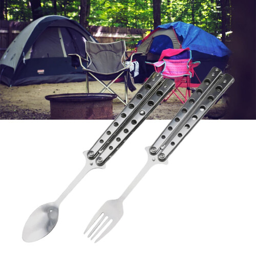Foldable Butterfly Fork Spoon For Camping Utensil Set for Outdoor Adventures 2