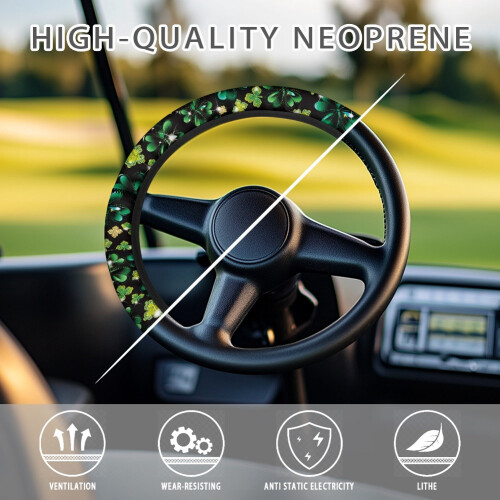 Green Leaf Golf Cart Steering Wheel Cover Universal 2